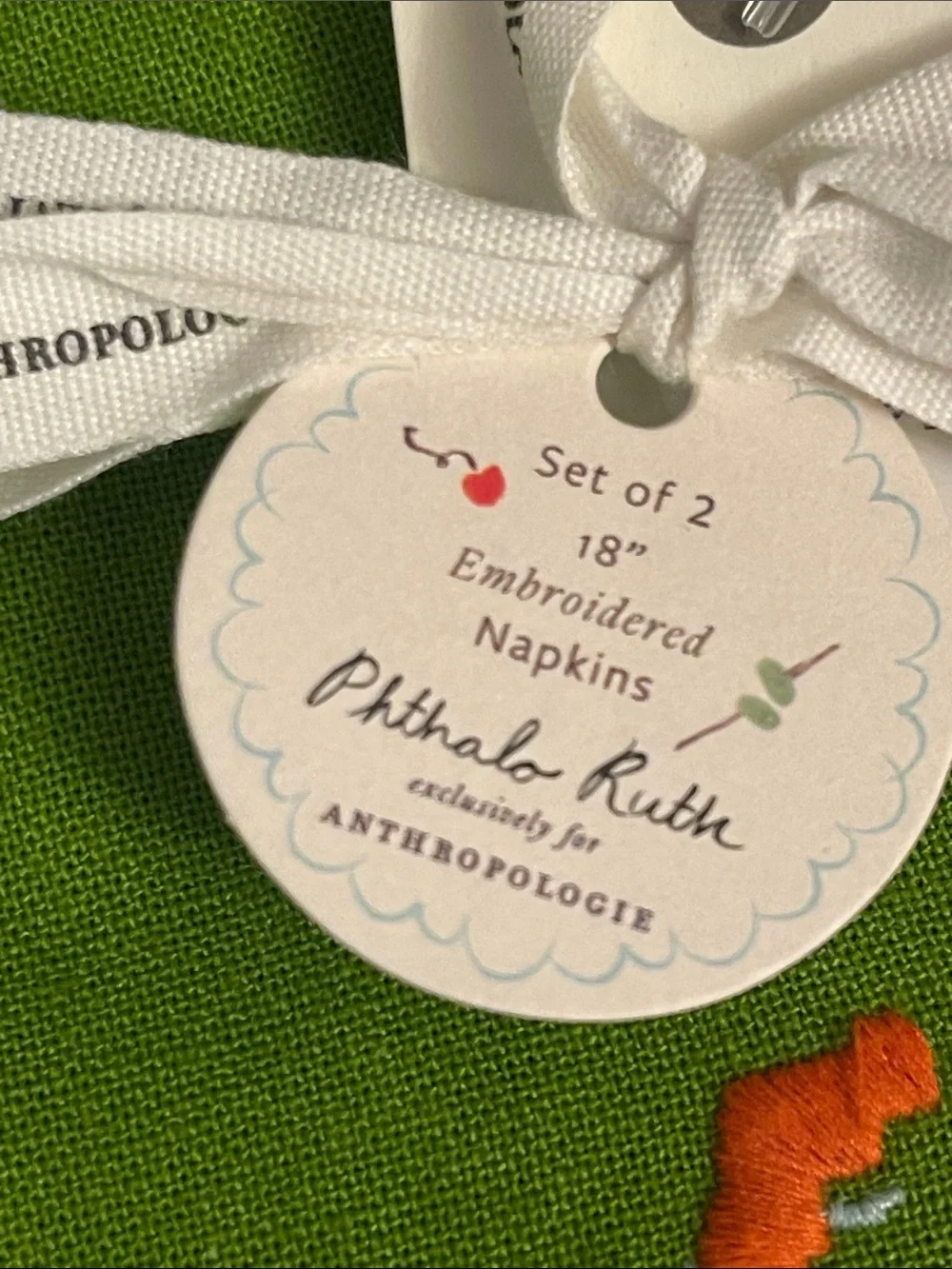 Set of 2 Shrimp Cocktail Napkins by Phthalo Ruth for Anthropologie